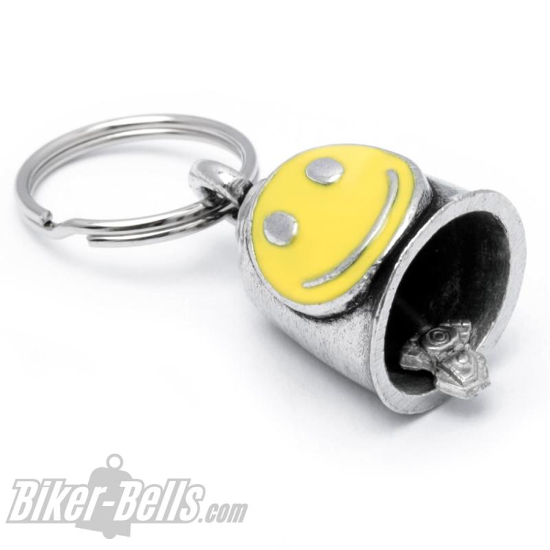 Biker-Bell mit gelbem Smiley Emoji Gremlin Bell Motorrad-Glöckchen Glücksbringer Biker-Bell mit gelbem Smiley Emoji Gremlin Bell Motorrad-Glöckchen Glücksbringer